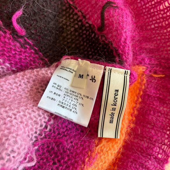 Andersson Bell Pink Geometric Abstract Mohair Mock Neck Pullover Sweater Sz M - Picture 6 of 8